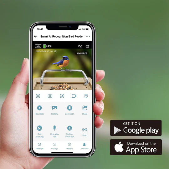 App-Ansicht der BirdLover App für die Vogelhaus Produkte von Vogelhaus-mit-Kamera.com