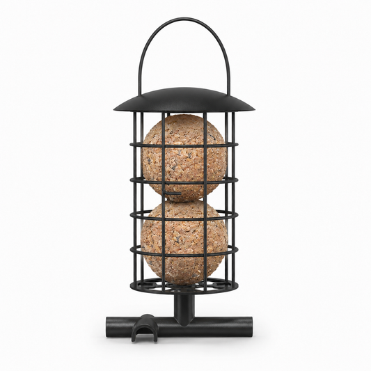 Premium Vogelfutterkugel aus Porzellan mit Blaumeisen-Motiv, wetterfester Futterspender für heimische Gartenvögel