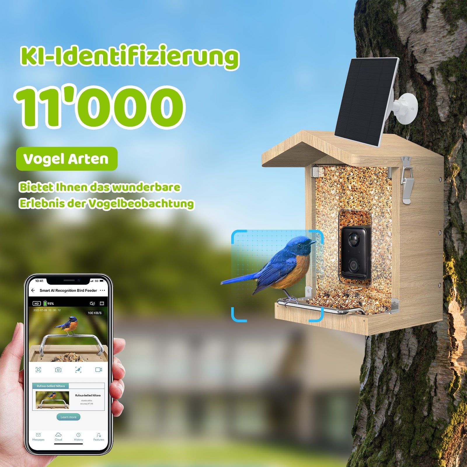 Vogelfutterhaus mit Kamera - Vogel wird per KI identifiziert