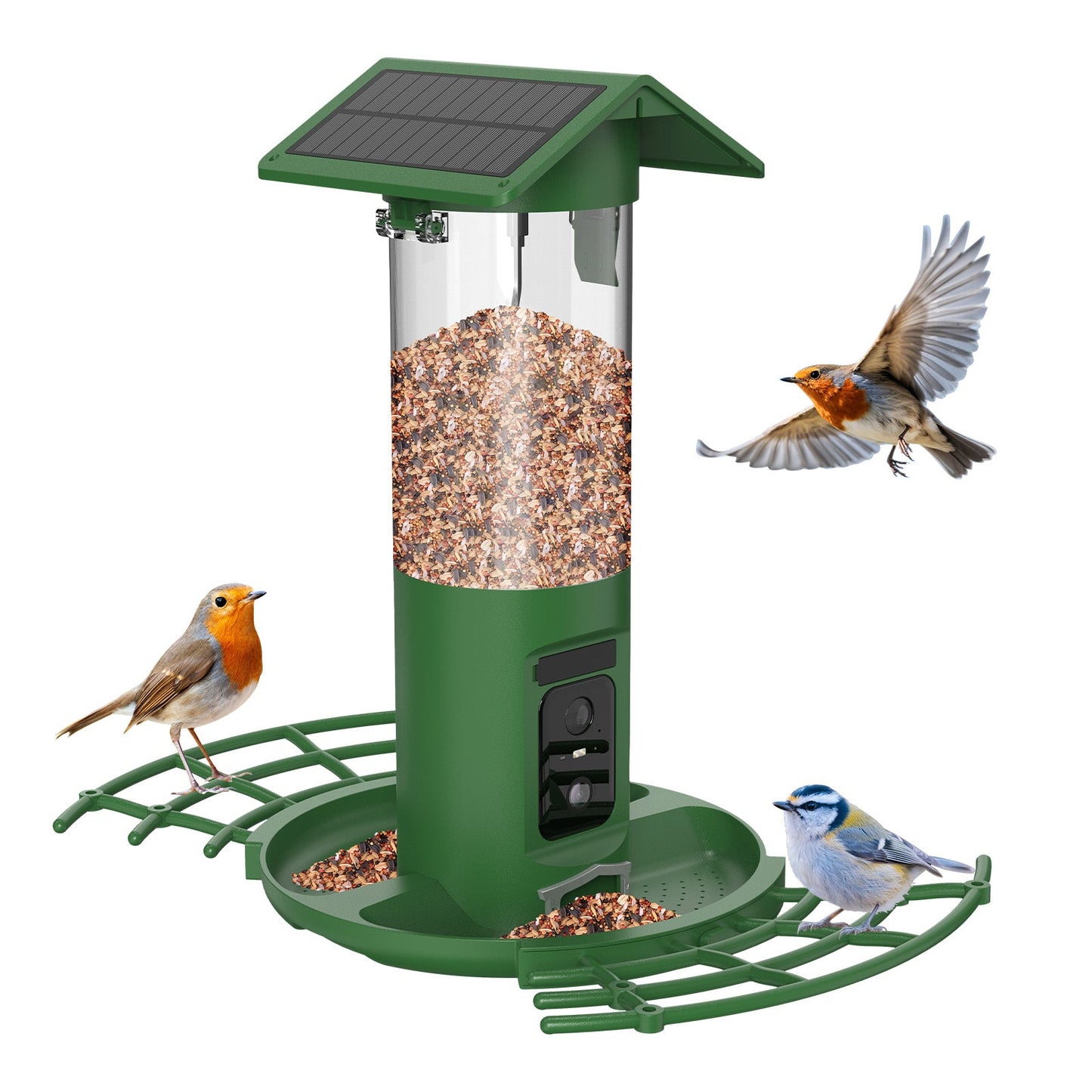 Vogelfutterstation DualCam von Sanilu in der Nahaufnahme mit Vögeln