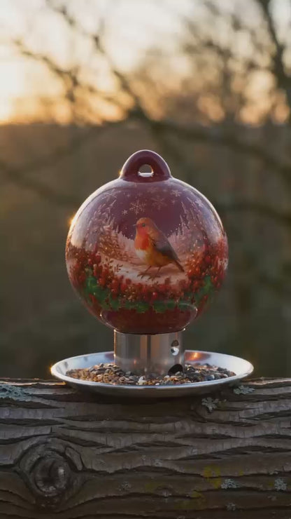 Premium-Porzellan-Vogelfutterspender Winterglanz