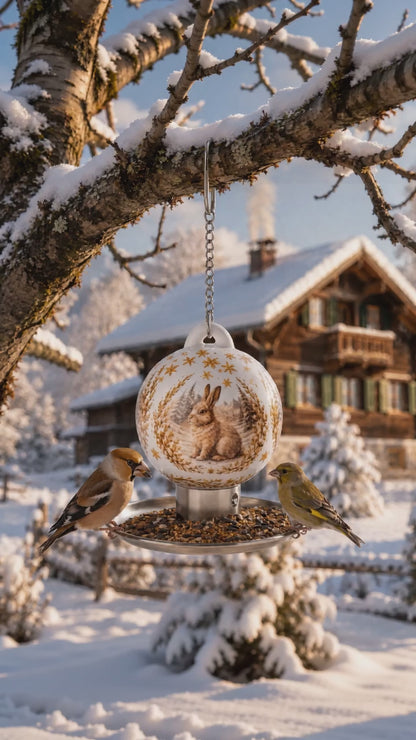 Premium-Porzellan-Vogelfutterspender Schneeglück